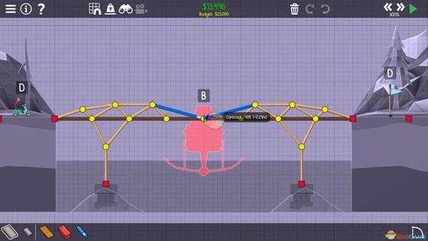 《桥梁建筑师2》松林山峰首个吊桥攻略