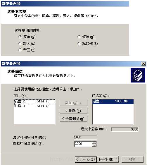Windows 动态磁盘卷:简单卷、跨区卷 、带区卷 、镜像卷 、RAID5卷 相关配置操作介绍